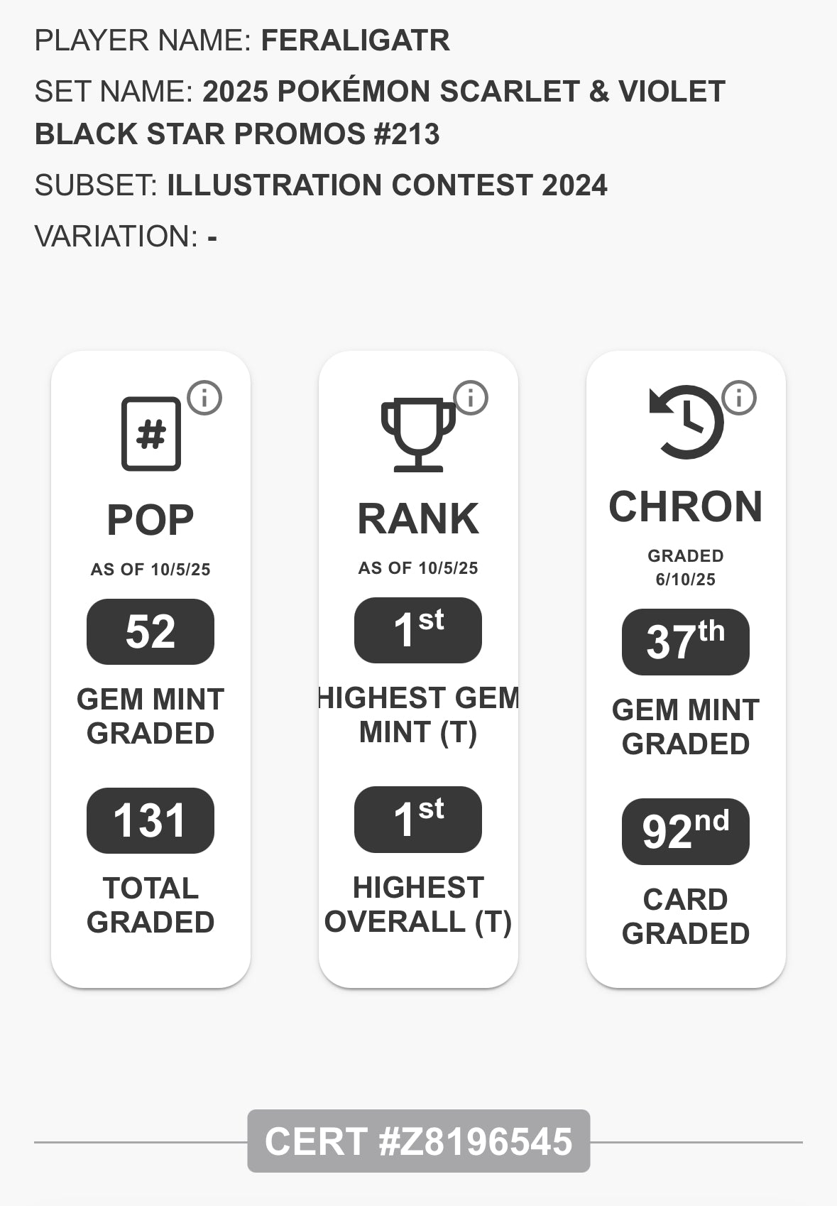 TAG 10 - Feraligatr #213 - Pokémon Promo