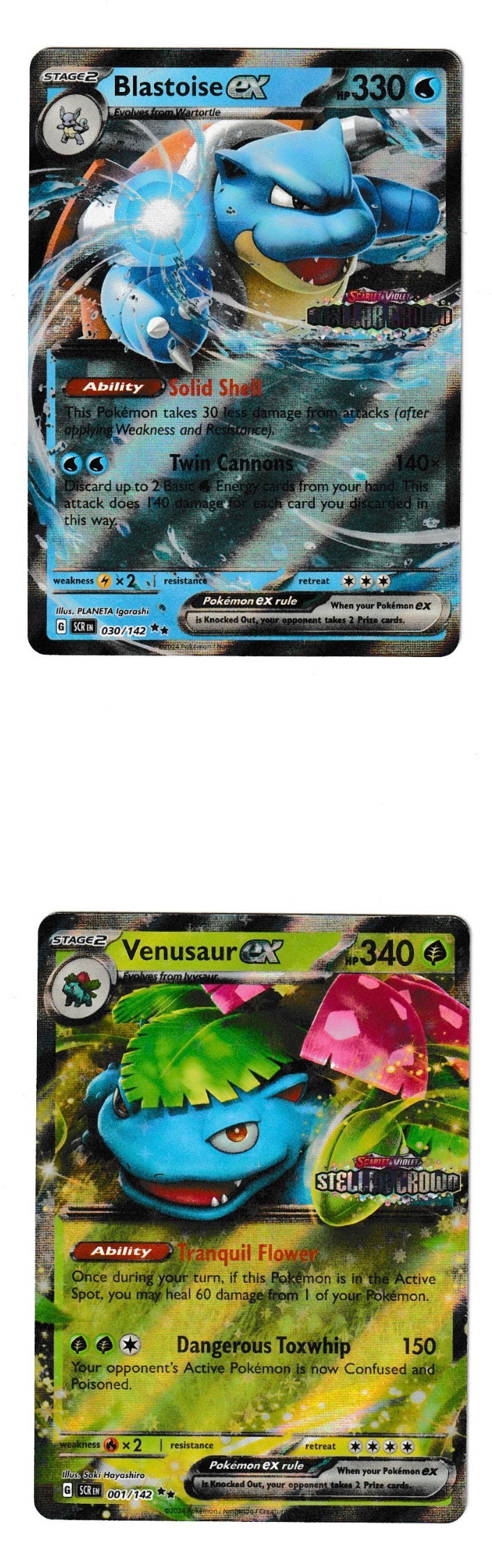 Venusaur ex #1 & Blastoise ex #30 - Stellar Crown Stamp Set