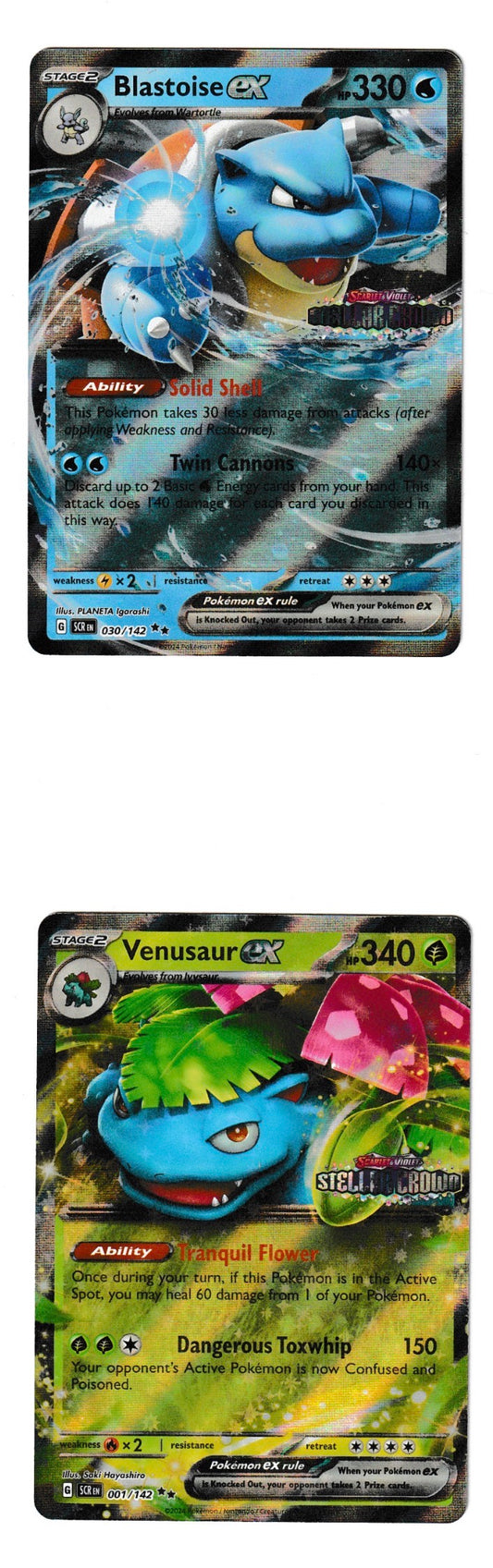 Venusaur ex #1 & Blastoise ex #30 - Stellar Crown Stamp Set